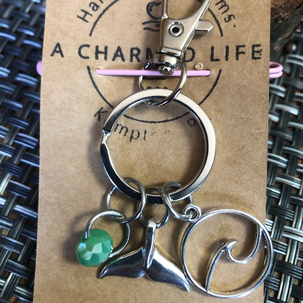 NWT, Handmade by A Charmed Life. Key Chain with Ocean Themed Silver Charms